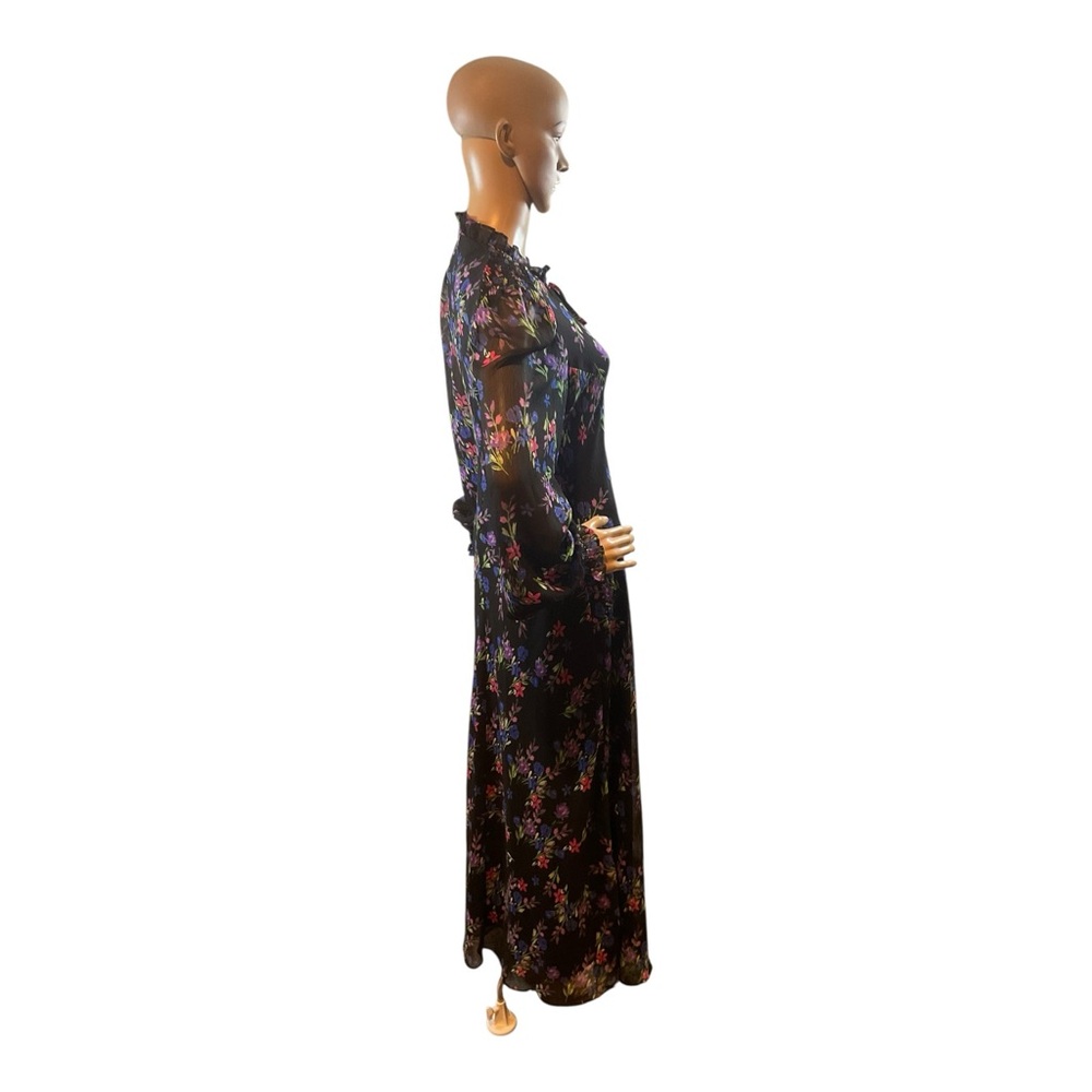 Calvin Klein Women’s Multicolor Floral Chiffon Maxi Long Sleeves Dress Size 10 - Picture 5 of 14